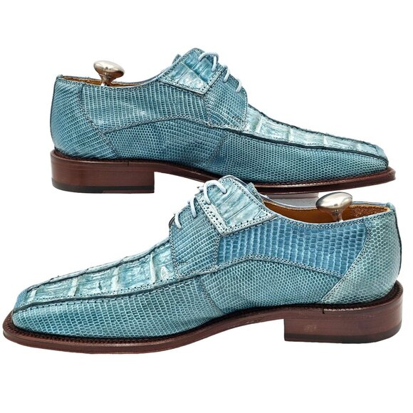 NEW Vintage Baby Blue Exotic David Eden Crocodile Teju Lizard Men's 7 Dress Shoe - Picture 5 of 16